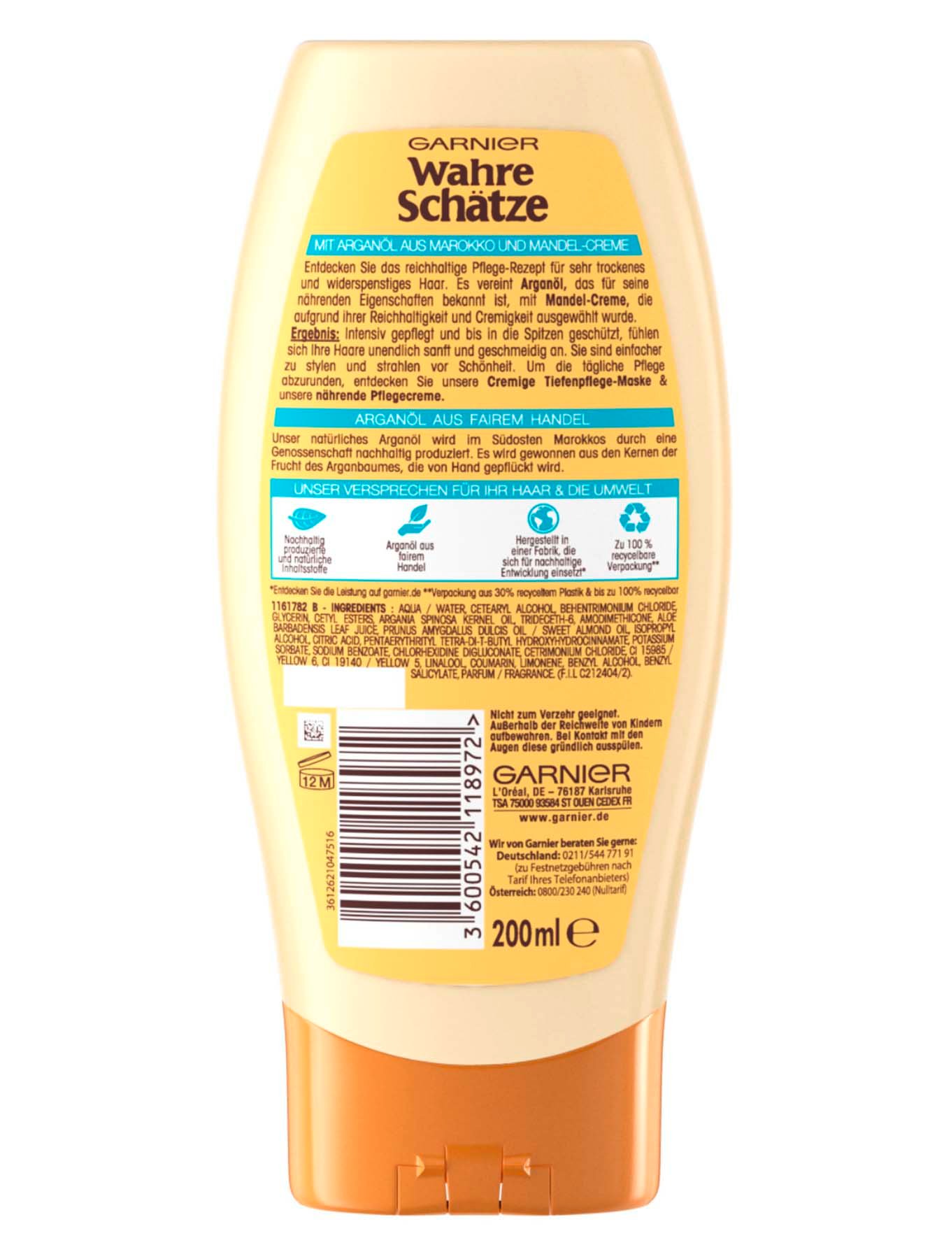 Reichhaltige-Creme-Spuelung-Wahre-Schaetze-Argan-Mandelcreme-200ml-Rueckseite-Garnier-De-gross